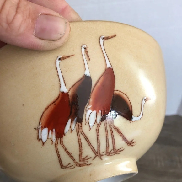 Vtg Hand Painted Crane Bowl - Picture 6 of 9